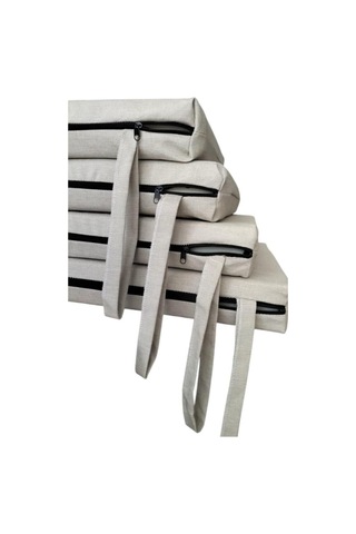 Mc.pierobaby Sandalye Minderi Koltuk Minderi Su Geçirmez Leke Tutmayan Keten Kumaş 6 Adet Krem Mavi