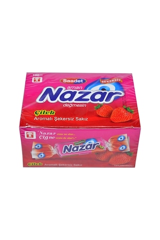 Nazar Tekli Çilek Aromalı Sakız 100 Adet Nazar Tekli Çilek Aromalı Sakız 100 Adet