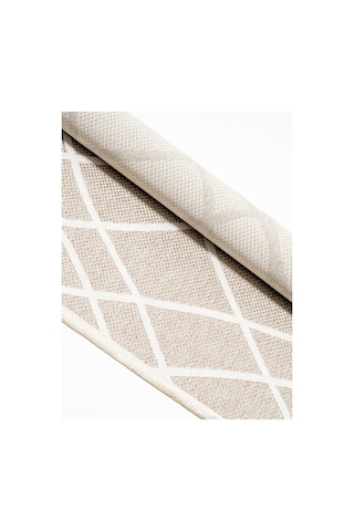 Modern Krem Geometrik Desenli Bej Sisal Halı Dokuma Salon Ve Mutfak Halısı Çok Renkli