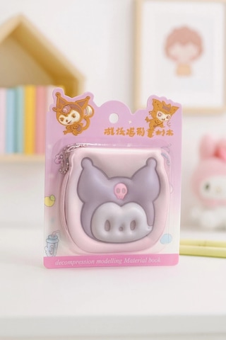 Sanrio Kuromi Not Defteri Zincirli Anahtarlık Hediyelik Defter Puf Kapak Mor Mor