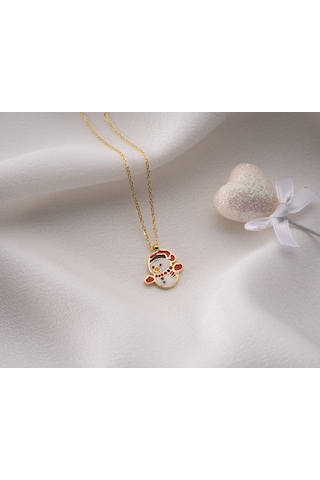 925 Ayar Papatya Silver Kardan Adam Kolye.rose.gold.rodaj Gümüş