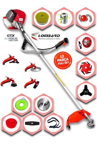 Cros Lombard İtaly Torvela 548x Yan Tipi Benzinli Ot Çalı Çim Biçme Tırpanı+ 12 Pcs Setli Halı Yıkamalı