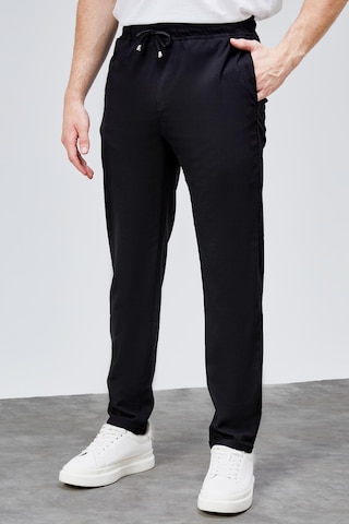HLT Jeans Erkek Siyah Relaxed Fit Yandan Cepli Beli Lastikli Bağcıklı Duble Paça Jogger Pantolon Bolt-1996 Siyah