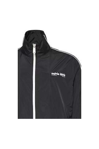 Calvin Klein Erkek Dik Yaka Kolu Şeritli Track Ceket - Siyah-9200 Black