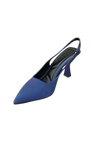 Şiko 809 Kadın Kadeh Ökçe Arka Açık Stiletto Ayakkabı Lacivert Siyah