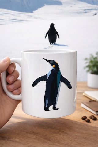 Nihilist Penguen Tasarımlı Porselen Kupa Model 159 Sürüden Ayrılanlara Özel Minimalist Kahve Kupası Özg Düz Renkli