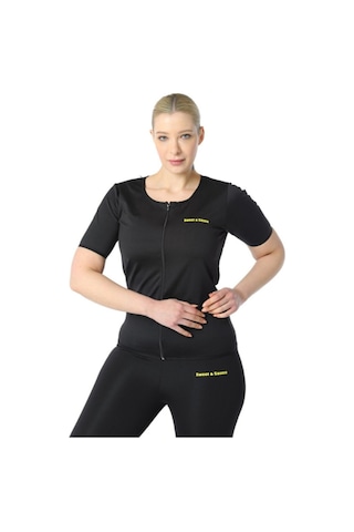 Fitformgiyim Sauna Termal Takım Fermuarlı Body Tayt Takım Siyah