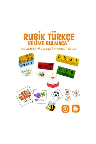 Edoy Küçük Yaş Gelişim Türkçe Kelime Bulmaca Görsel Sabır Küpü Eğitici Kutu Oyunu