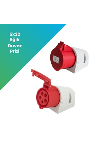 Filşarj Eğik Duvar Prizi Üç Faz 5x32a 3p+n+pe Ip44 Kırmızı Filşarj Eğik Duvar Prizi Üç Faz 5x32a 3p+n+pe Ip44 Kırmızı