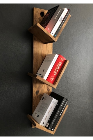 O&Awood Doğal Ahşap Kitaplık, Dekoratif Tasarım Ahşap Vintage Kitaplık, R (497955250)