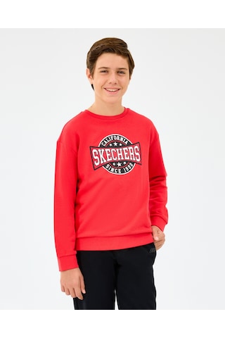 Skechers B Crewneck Sweatshirt Büyük Erkek Çocuk Kırmızı Sweatshirt Sk2520017-3449 Kırmızı
