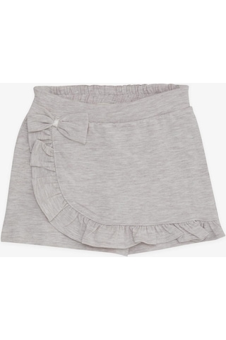 Breeze Kız Çocuk Şort Etek Fiyonklu Fırfırlı 1.5-5 Yaş, Bej Melanj-bej Melanj Bej Melanj