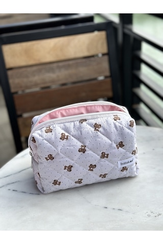 Batekso Mini Ayıcık Desenli Makyaj Çantası Büyük Boy
