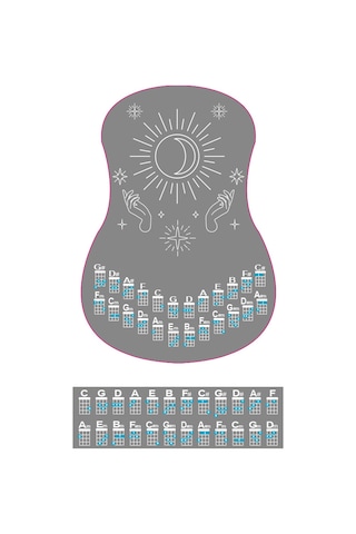 ukulele akor cetveli tablosu sticker etiketi BARİTON-TENOR-KONSE