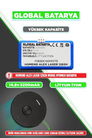 Homend Alex Laser Power 1282h Batarya 3200mah Lityum İyon Pil
