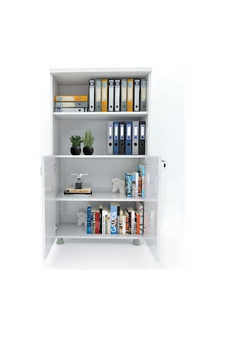 Modüler Dünyası Kapaklı Kitaplık Dosya Dolabı Beyaz - 80X38X153 (307767642) Beyaz