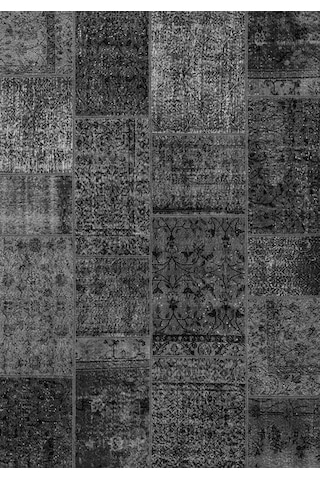 Çam Halı Siesta Patchwork 32-462 Etnik Eskitme Desenli Dokuma Tabanlı Yıkanabilir Şönil Salon Ve Oda Halısı Siyah