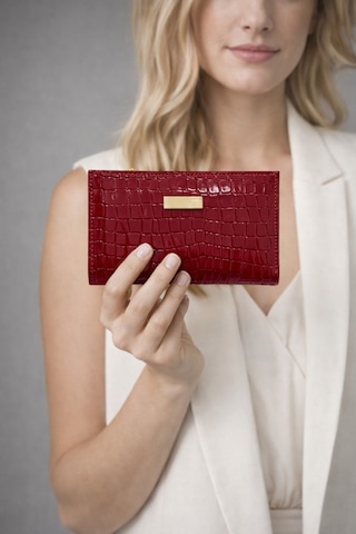 Adelina Bags Kadın Timsah Deseni Görünümlü Basic Küçük Bordo Cüzdan Bordo