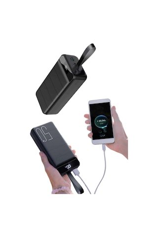 Taşınabilir Powerbank 50.000 Mah 4 Girişli Hızlı Şarj Led Göstergeli Fenerli Şarj Çok Renkli