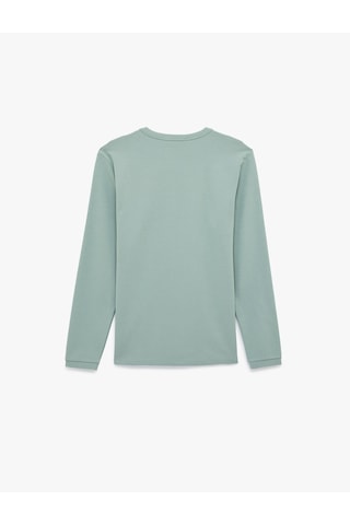 Koton Regular Fit Ribanalı Renk Kontrastlı Pamuklu Bisiklet Yaka Uzun Kollu Tişört Mavi 6sam10239mk Mavi