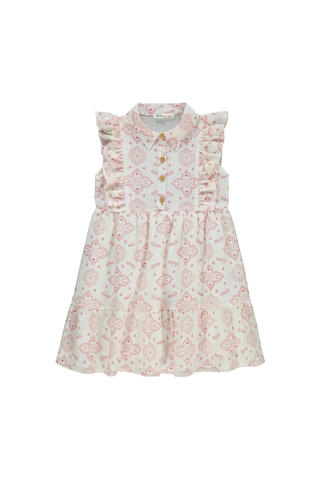 Civil Girls Düğmeli 6-9 Yaş Elbise - Pembe