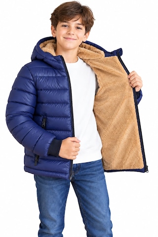 Dublino Kids Erkek Çocuk Su Ve Rüzgar Geçirmez İçi Kürklü Kapişonlu Mont Lacivert