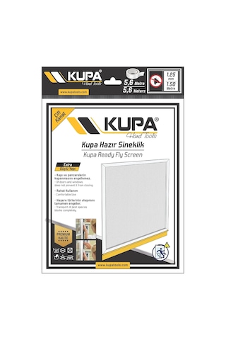 Kupa Tools Hazır Pencere Sinekliği Çift Kanat 1.25mm, 150 Cm Cırtlı