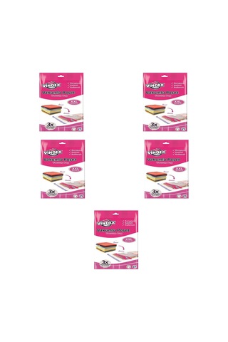 Vindex Vakumlu Giyisi Yastık Yorgan Saklama Torbası Poşeti Hurç - Xx Large - 80x100 Cm. - 5 Paket 140l
