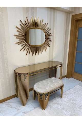 Ekgconcept Piyano Model Gold Dresuar Ayna Ve Puf Gold