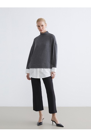 Lcwaıkıkı Classic Antrasit Soft Touch Oversize Kadın Sweatshirt Tunik