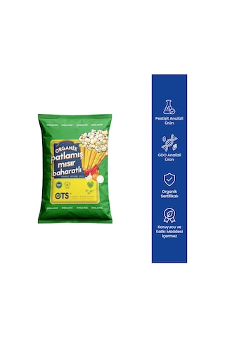 Ots Organik Baharatlı Patlamış Mısır (70 gr) (Organik Sertifikalı, Pestisit Analizli)