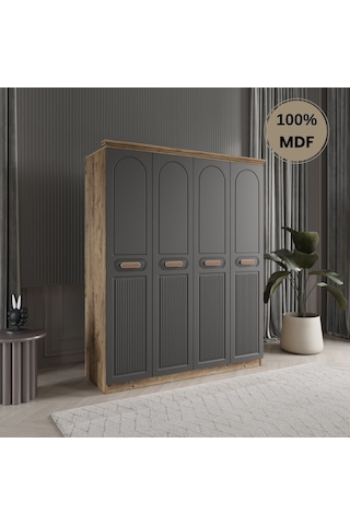 Pera 4 Kapak Mdf Gardırop Antrasit