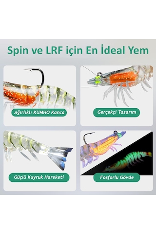 Valkyrie 3 Adet Silikon Karides Balık Yemi 9cm 11.5gr Gerçekçi Levrek Katili Yem Lrf Spin