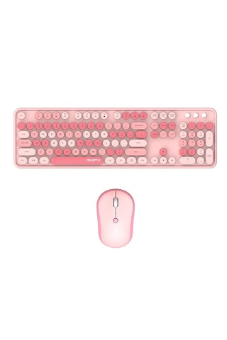 Mofıı Sweet Plus Kablosuz Mekanik Klavye Mouse Seti 2.4g Red Switch 104 Tuş Retro Yuvarlak Tuşlu Pembe Optik