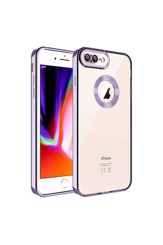 Goocamp Apple Uyumlu iPhone 8 Plus Kılıf Kamera Korumalı Logo Gösteren Omega Kapak - Gümüş Gümüş