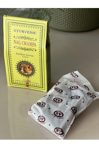 Ayurvedic Marka Geri Akışlı Ters Akışlı Nag Champa Konik Tütsüsü 10 Adet