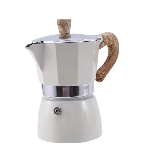 Latte Mocha Kahve Makinesi İtalyan Moka Espresso Pot Stopetop Kahve Makinesi Beyaz Kahve Tencereler