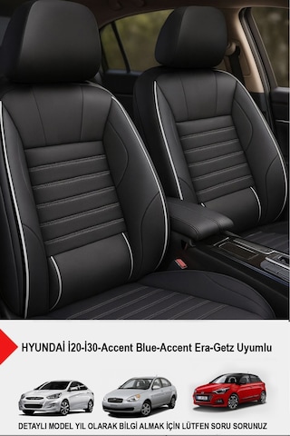 Naz Oto Stone Deri Oto Koltuk Kılıfı - Bel Destekli Hyundai İ20-i30 Accent Blue-era-getz Uyumlu