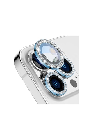 Buff Iphone Uyumlu 14 Pro / 14 Pro Max Uyumlu Diamond Lens Koruyucu Açık Mavi