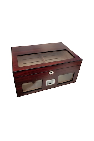 Falconetti Rc59kr Bordo 2 Katlı Camlı Dijital Humidor Puro Kutusu