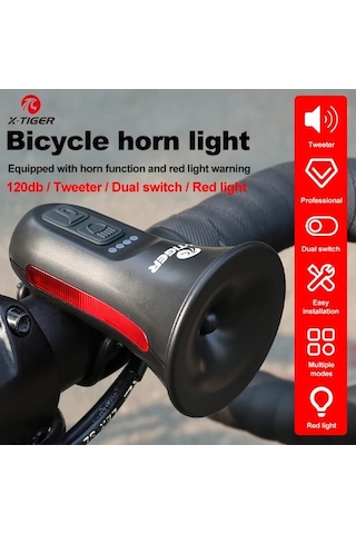 Cordial Kontrol Hattına Sahip Siyah Hoparlör Klasik Stil 5 Ses Modu Bisiklet Kornosu 120db Yüksek Ses Usb Şarj 6 Işık Modu Yan Uyarı Işığı Dağ Ve Yol Bisikleti Elektrik Kornosu Altın