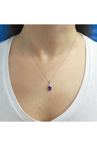 Lova Pırlantalı Oval Ametist Kolye - 2030023