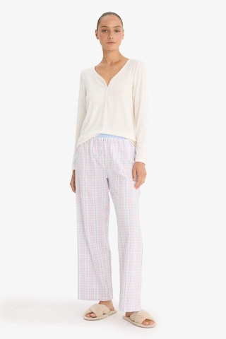 Defacto Regular Fit Uzun Boy Gofre Dokulu Pijama Altı-fall İn Love F8935ax25hsbe551 Mavi