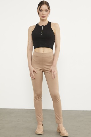 Süs Cepli Aksesuar Detaylı Tayt - Bej 001