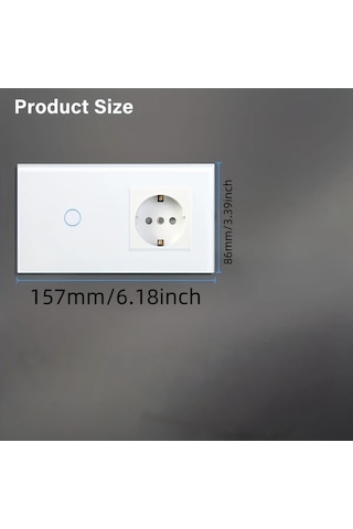 Honeybeeshop Tek Dokunuşlu Led Dokunmatik Anahtarlı Priz Alman Standart Priz Temperli Cam Malzeme 16a 250v Yatay Dikey Montaj