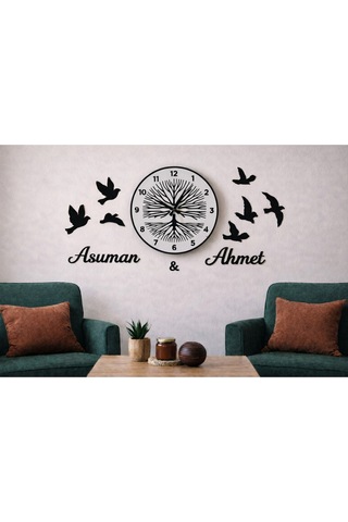 Duvar Saati 40 Cm Kuşlar 8 Adettir Kişiye Özel No 94 Çok Renkli