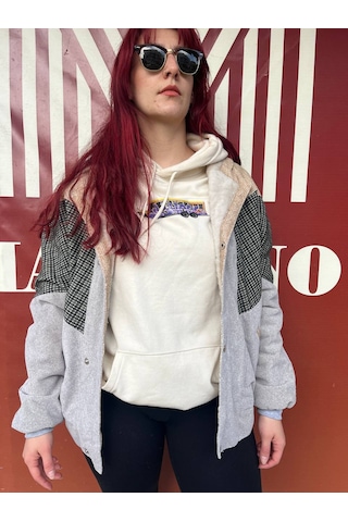 Kadın Aztek Unisex Retro Bomber Oversize Desenli Ceket Kedg4 Çok Renkli