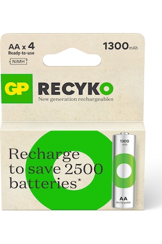GP ReCyko GP130AAHCEMTR 1300 mAh AA Ni-MH Şarj Edilebilir Kalem Pil 4'lü