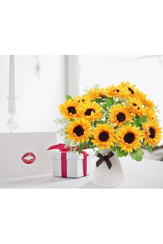 Yapay Çiçek Sunflower Ay Çiçeği Büyük Demet 12 Dallı 50cm