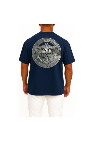Bahriyeli Collection Oversize Sg Cep Ve Sırt Baskılı Unisex T-shirt Lacivert